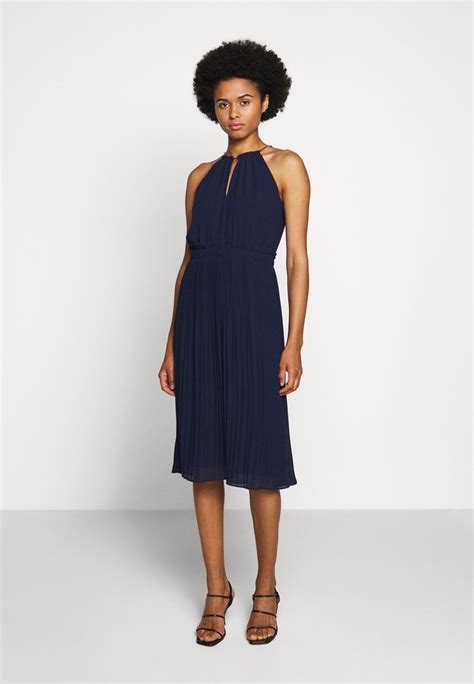 michael kors long navy print|Michael Kors satin midi dress.